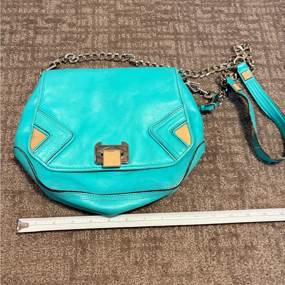 Rebecca Minkoff Turquoise and Tan Crossbody Bag